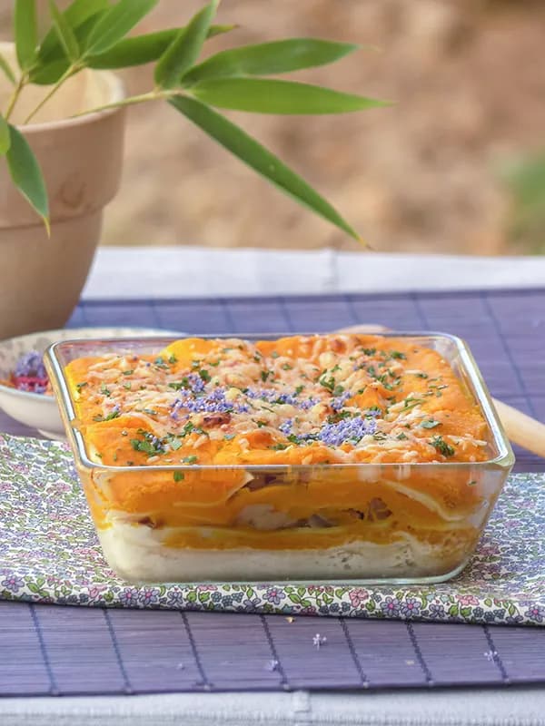 Lasagnes de potiron aux pleurotes